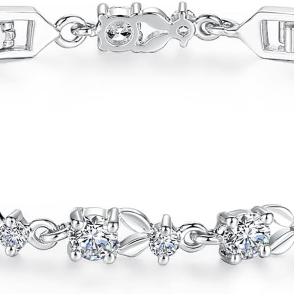White Gold Plated 3mm Cz Classic Tennis Wedding Bracelets For Brides Cubic Zirco